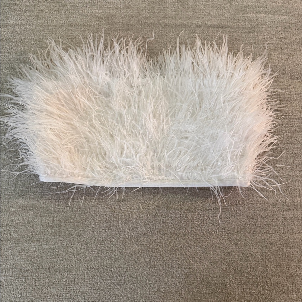 White Feathered Bandeau Top